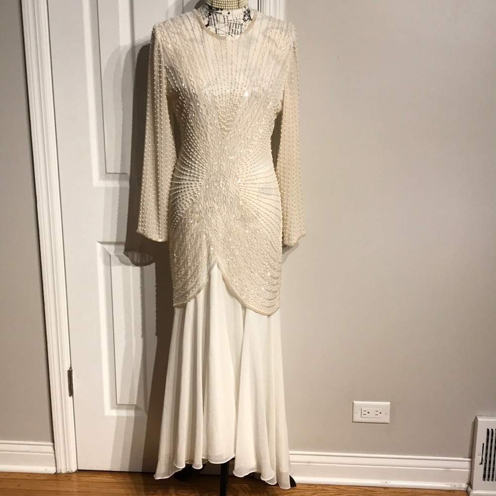Silk Carina by Barry Lee Vintage Embellish Beads Formal Evening Wedding gown S